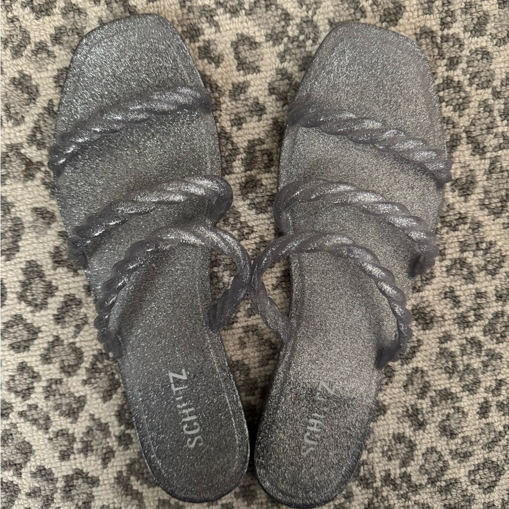 Schutz Women's Silver Braided Strap Sandals Size 9